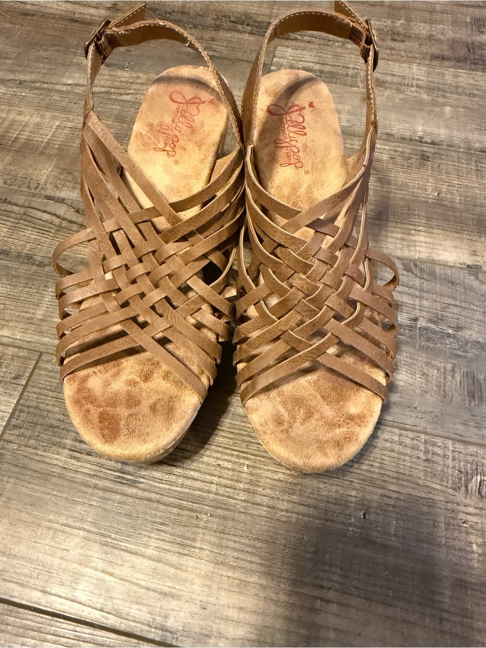 Jellypop Woven Tan Strappy Slingback Sandals